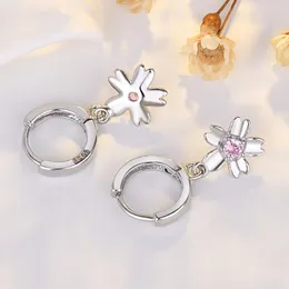 Brincos de argola 925 Sterling Silver File Buckle Crystal Flowers Drop For Women CZ Huggie Light Luxury Moda