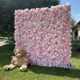 Dekorative Blumen Künstliche Hochzeitsdekoration Blumenwandpaneele Seide Rose Rosa Romantische Hintergrunddekoration Individuell angepasst