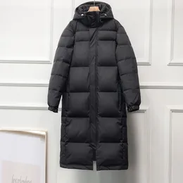 Parka da donna in piumino S4XL Cappotto in cotone nero Maxi giacca invernale con cappuccio addensato sciolto caldo lungo imbottito trapuntato C376 230111