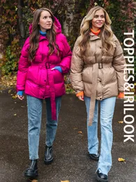 Women's Down Parkas Toppies Winter Hooded Puffer Jack -kappbälte Långt överdimensionerade Outwear -kläder 230111