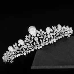 Kristall-Hochzeits-Wassertropfen-Diademe und Kronen für die Braut, silberfarbener Haarschmuck, Braut-Tiara, Kopfschmuck, Abschlussball-Schmuck