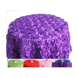 Bordduk Olika f￤rger Runda rosett broderare ER 3D Rose Flower Design f￶r br￶llopsfest El Drop Delivery Home Garden Textiles Dhav3