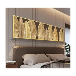 Paintings Golden Leaf Posters Modern Home Decor Bedside Painting Abstract Pictures Canvas And Prints Wall Art For Living Room Drop D Dhfkh