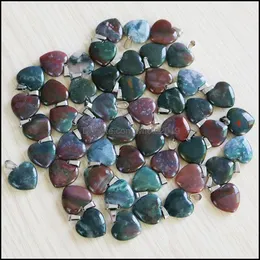 Подвесные ожерелья Оптовые подвески натуральные индийские агаты камень любовь сердце бусины 20 мм для ювелирных изделий для ожерелья, заставляя женщину отказаться от DHHVP