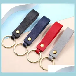 Keychains Lanyards Pu Leather Keychain Metal Keyring Car Lover Pendant Personalise Gift Key Chain Mixed Colors Drop Delivery Fashi Dh2Cf