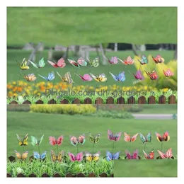 Садовые украшения 7 см. DoubleLayer Simation Butterfly Gardening Цветочный расположение украшения леса бабочки ремеселки ZC195 Dhgarden Dhem88