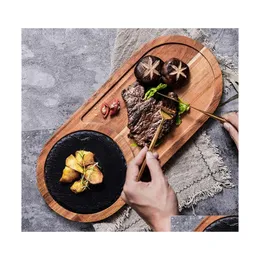 Блюдные тарелки натуральный деревянный стейк с шлакором из шаркота для шаркотирования суши -плиты для барбекю для барбекю -гриль.