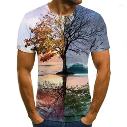 Herren T-Shirts 2023 Männer 3D T-Shirt Lässig Kurzarm O-Ausschnitt Mode Natur Bedrucktes Hemd T-Shirts