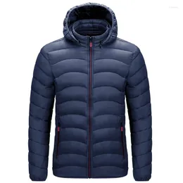 Men's Down Autumn And Winter Hooded Jacket Light Cotton Clothes Soft Close-Fitting Outdoor Sports Warmth Anti-Theft Zipper