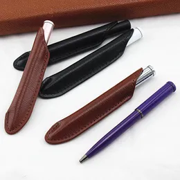 Kugelschreiber Luxus Metall Rollerball Stift kreative Tasche Schwarz Tinte glatte Schreibschild Lederstift Gehäuse