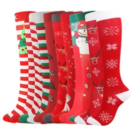 Kvinnors strumpor Multi Style Christmas Funny Xmas Santa Claus Tree Snowflake Elk Snow Cotton Tube Crew Happy Sock Men Year Sokken