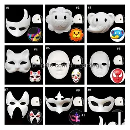 Partymasken Halloween FL Gesicht DIY Handbemalt Pp Gips Ered Papier Er Blank Maske Weiße Maskerade Plain Zc359 Drop Lieferung Dhgarden Dhkrj