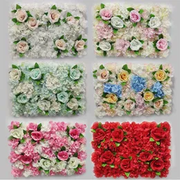 Flores decorativas 40x60cm Silk Rose Artificial Flower Wall Panel Decor Backdrop Diy Wedding Party Shop Fake