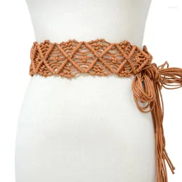 Belts Luxure Desinger 2023 5 Cm Wide Wax Rope Belt Solid Color Woven Hand-woven Waist Ladies Bg-1533