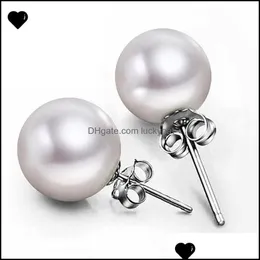 Stud Jewelry 6Mm/8Mm/10Mm Pearl Earring 925 Sterling Sier Earrings For Wedding Party Beige Color 61 N2 Drop Delivery Dhptf