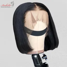 Lace Wigs 13x4 Frontal Human Hair Transparent Front Pre Plucked Bleached Knots With Baby Arabella Remy T Bob 230110