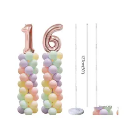 Dekoracja imprezy 2Sets Adt Kids Birthday Balloon Stand Wedding Arch Arch Baby Shower 100pcs lateksowy globos dla liczb Balons Drop d dhkwz