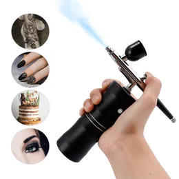 Airbrush Tattoo Supplies Top 0 3mm Mini Air Compressor Kit Air Brush Paint Spray Gun For Nail Art Craft Cake Nano Fog Mist Sprayer 230110
