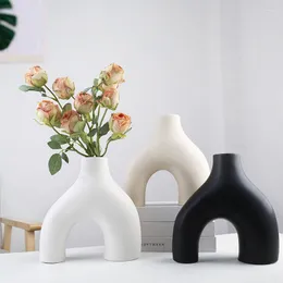 Decorative Flowers Special Shaped Art Vase Decoration Creative Ceramic Living Room Flower Arrangement Home Porch Model Soft