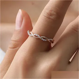 Bandringar Fashion Jewelry Womens Simple Twist Ring Copper Diamond Bridal Drop Delivery Dhgem