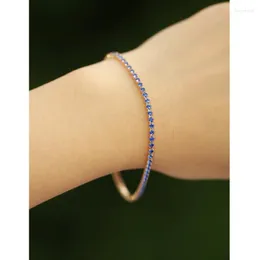 Link Bracelets 10colors 15-17cm 2mm Yellow Gold Color Cluster CZ Crystals Slim Tennis Chain For Women Girls Jewelry Pulseira Feminina