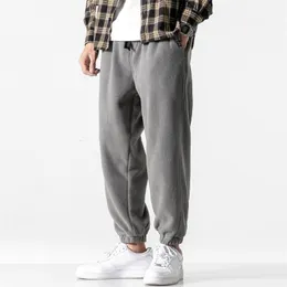 Calça masculina jogging solto homem moda moda lã de outono inverno calma moldura masculina calça reta ao ar livre Pantalon Hommes 230111