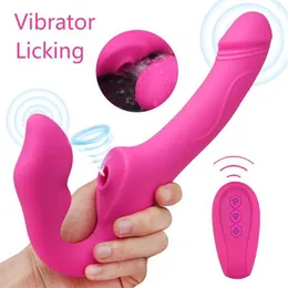 Lezbiyen klitoris stimülatörü için yapay penis klitoral emme vibratör üzerinde yetişkin masaj kayışı