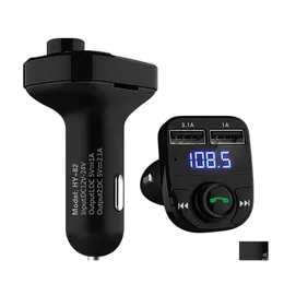 مجموعة Bluetooth Car Kit مزدوجة USB FM Transmitter Aux Modator O Mp3 Player مع 3.1A الشاحن السريع لتوصيل الشاحن الهواتف النقدية للدراجات النارية الإلكترون DHDRN