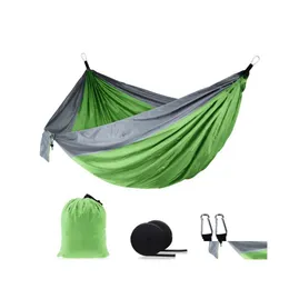 Hammocks Single Double Hammock Adt Outdoor Backpacking Travel Survival Hunting Slee Bed Portable With 2 Straps Carabiner Drop Delive Dhify