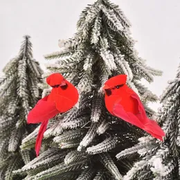 クリスマスの装飾3/6/12 PCS装飾人工鳥泡の羽9 cmシミュレーション赤いクラフト鳥クリスマスの木の装飾