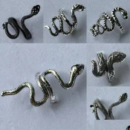 Band Rings Wholesale 30Pcs Mix Snake Punk Cool Fit Alloy For Women Men Gifts Jewelry Drop Delivery Ring Dhzkn