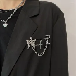 Broschen Kpop Nette Kreuz Schmetterling Anhänger Große Pins Metall Für Frauen Mädchen Punk Paar Party Brosche Ästhetischen Schmuck 2023 Geschenk