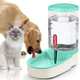 Dog Bowls Feeders Automatisk kattmatare Vattendispenser 3.8L Double Bowl Design för små och stora husdjur Combo Grain Storage Bucket 230111