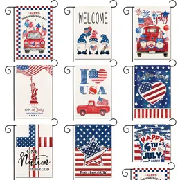 Bannerflaggor 45x30 cm Garden Flags14 Styles JY 4th Independence Day Decor USA American Memorial Flag Drop Delivery Home Festive Party Dh0pm