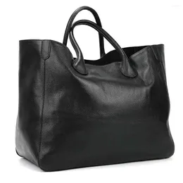 Evening Bags MS Huge Big Bag Thick Genuine Leather Tote For Women Large Cowhide Shopper Handbag In Black Purses 2023