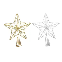 Decorazioni natalizie Toppers per albero di stelle Forma decorativa in ferro con mini palline brillanti per le vacanze o la decorazione della casa