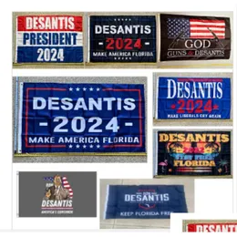 Bannerflaggen Neuestes Design 3 5 Fuß 100D Polyester Ron Desantis Flagge 90 150 cm Hausgartendekorationen für uns Präsidentschaftswahl F Dhapk