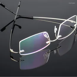 サングラスフレームフレーム柔軟なメモリチタンリムレス眼鏡フレーム女性男性軽量光学メガネOCULOS DE GRAU S127