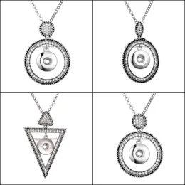 Pendant Necklaces Fashion Crystal Geometric Frame Necklace 18Mm Ginger Snap For Women Jewelry Gifts Drop Delivery Pendants Dh0Ty