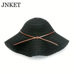 Широкие шляпы с краями женская соломенная шляпа кружев Sunbonnet Beach Outdoor Travel Sunhat Sunhat Summer Greatable Cap Chapeu