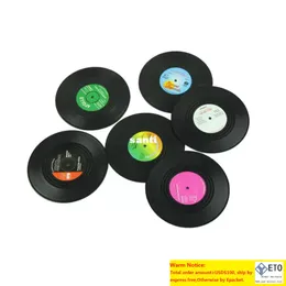 6 PCSSet Home Table Cup Mat Creative Decor Coffee Drink Placemat Spinning Retro Vinyl CD Record Drinks Coasters