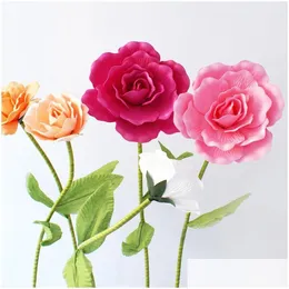 زهور الزهور الزهور أكاليل NT زهرة الاصطناعية مزيفة وردة كبيرة وردة كبيرة مع السيقان لخلفية الزفاف ديكور نافذة عرض مرحلة DHM3O