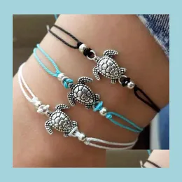 Anklets bohemia żółw w kształcie sznurka linowa dla kobiet bransoletka kostki sandały na nogach biżuteria hurtowa kropla d dhi0l