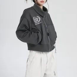 Kvinnorjackor Deeptown harajuku beskurna kvinnor vintage streetwear y2k grunge zip upp kvinnlig kortrock hiphop -koreanska mode toppar 230111