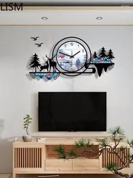 Wall Clocks Clock Elegant Luxury Living Room Mute Nordic Elk Decoration Light Hanging Modern Horloge Mural