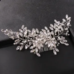 Wedding Hair Jewelry ręcznie robione srebrny kolor Rose Gold Tiara Combs Crystal ślubne zespoły akcesoriów 230112