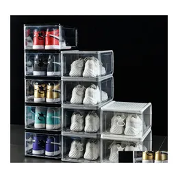Depolama Kutuları Kutu Çıkarılabilir Şeffaf Kalınlaştırılmış Plastik Açık Ayakkabı Kutusu İstiflenebilir Kombinasyon Ayakkabıları Konteyner Organizatör Dustpro OT7QE