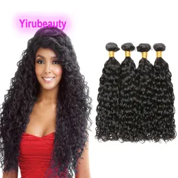 브라질 페루 페루 인디언 워터 파 헤어 확장 4 번들 더블 wefts 곱슬 자연색 10-30inch