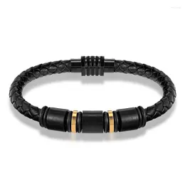 Link Bracelets 2023 Fashion Jewelry Men Leather Stainless Steel Male Retro Bracelet Women Personality Gift Homens Pulseira