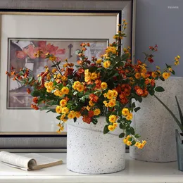 장식용 꽃 3pcs 인공 3 헤드 레트로 실크 중국 장미 지점 빈티지 번트 가짜 꽃 홈 테이블 장식 액세서리